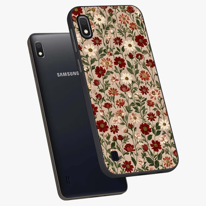Biege Flower With Leaf Glass Case displayed in angled mockup highlighting minimal floral leaf design and elegant aesthetic.