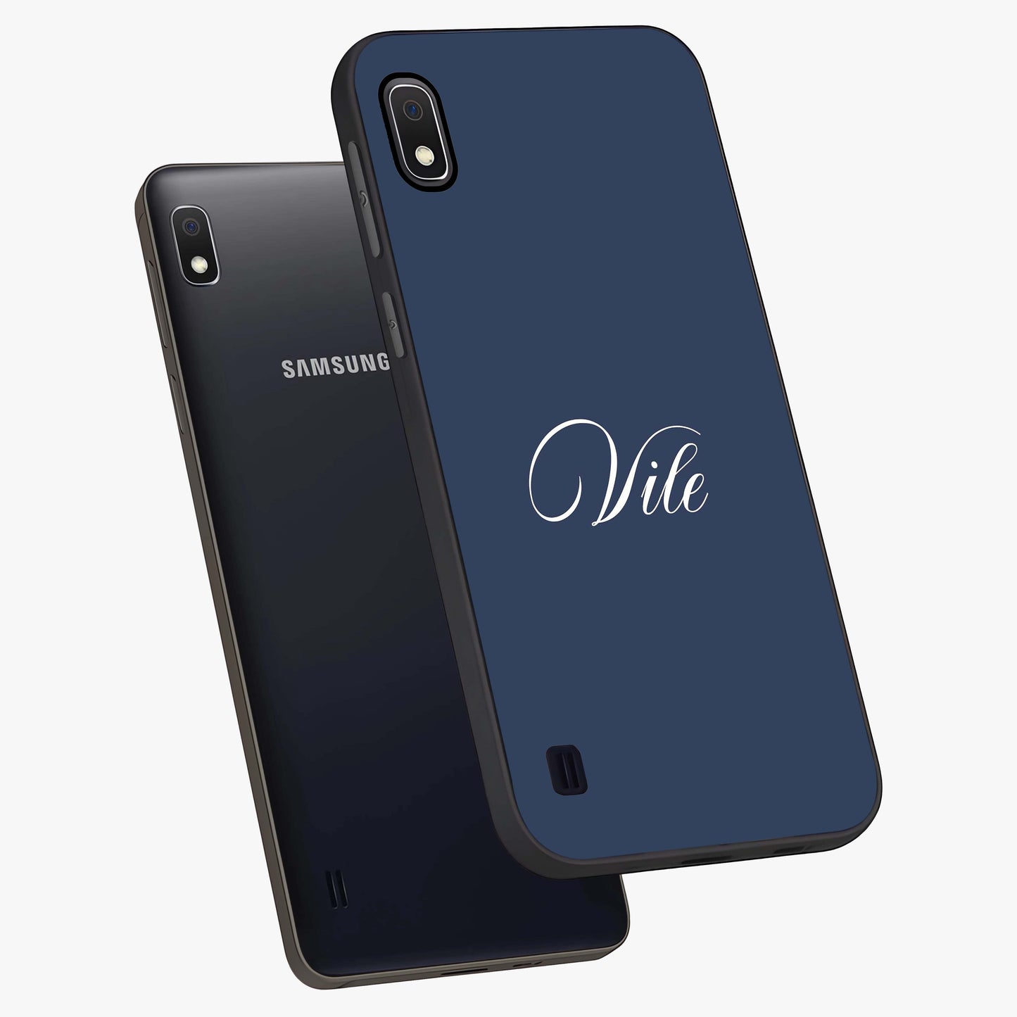 Blue Vintage Floral Pattern Glass Case showing flat back view with elegant vintage floral artwork and glossy glass finish.