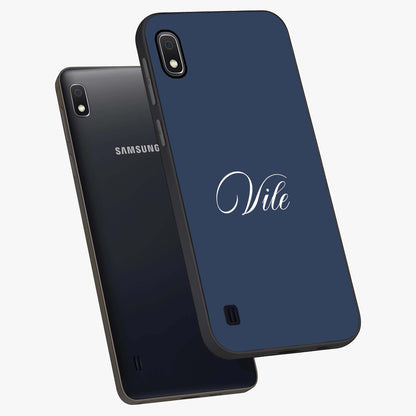 Blue Vintage Floral Pattern Glass Case showing flat back view with elegant vintage floral artwork and glossy glass finish.