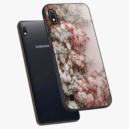 Blush Blossom Cloud Glass Case displayed in angled mockup highlighting soft cloud and blossom design with pastel aesthetic.