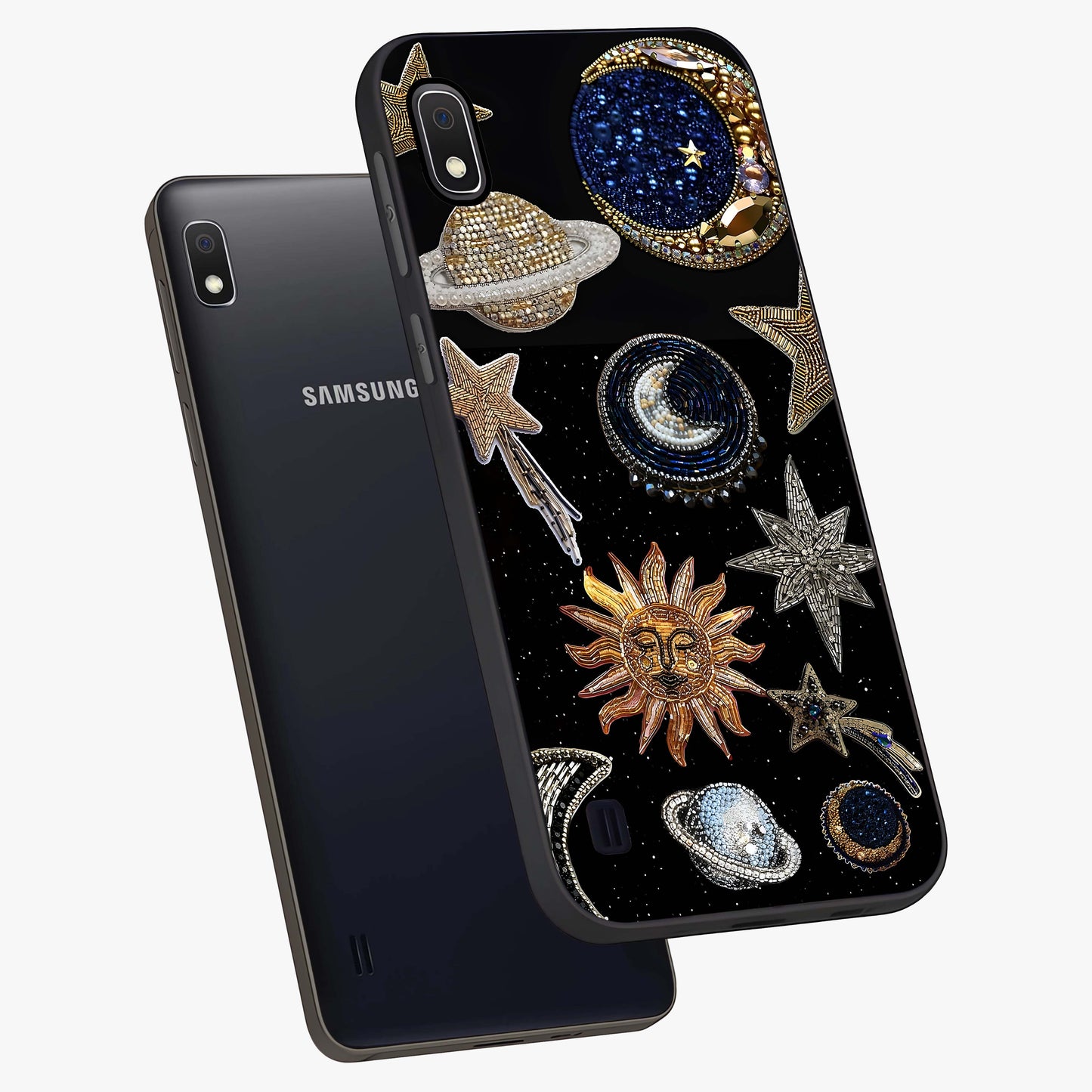 Celestial Gem Constellations Glass Case displayed in angled mockup highlighting gemstone inspired constellation design.