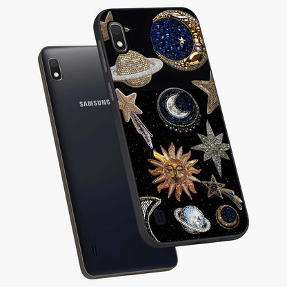 Celestial Gem Constellations Glass Case displayed in angled mockup highlighting gemstone inspired constellation design.