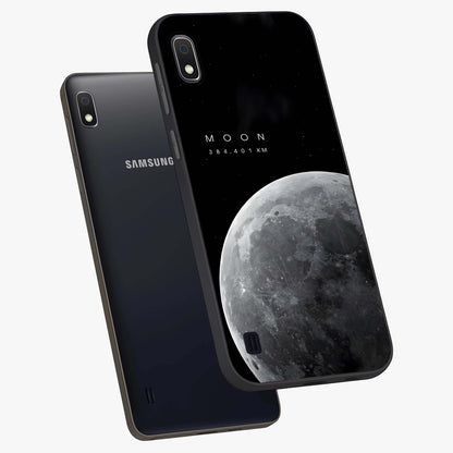 Cosmic Moon Glow Glass Case displayed in angled mockup highlighting celestial moon design with cosmic aesthetic theme.