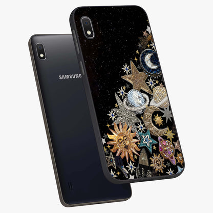 Cosmic Sparkle Dreams Glass Case displayed in angled mockup highlighting dreamy star sparkle design with celestial aesthetic.