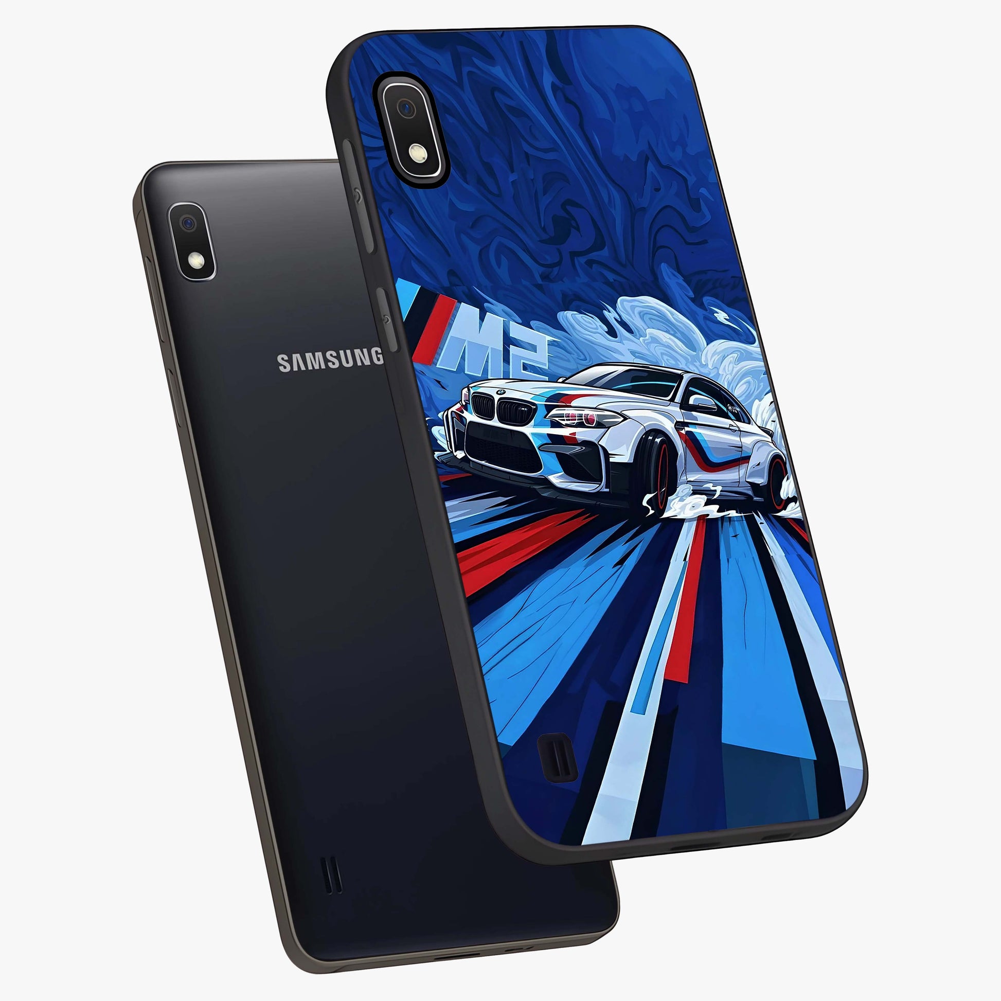 Drift Power Rush Glass Case displayed in angled mockup highlighting powerful drift car design with sporty aesthetic style.