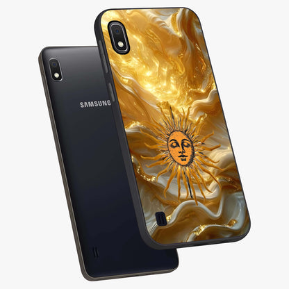Eternal Golden Glow Glass Case displayed in angled mockup highlighting glowing golden aesthetic design with elegant style.