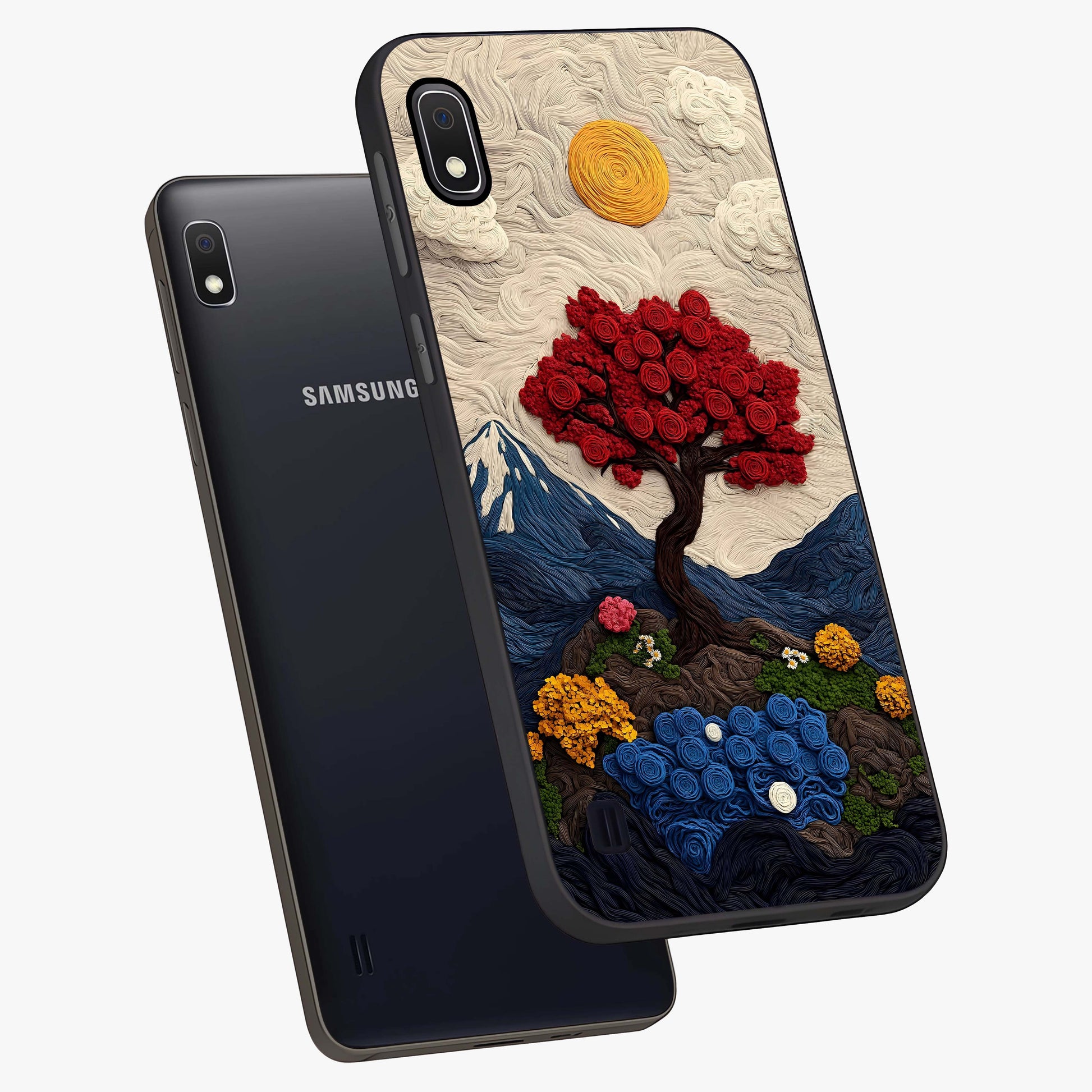 Eternal Nature Tapestry Glass Case displayed in angled mockup highlighting detailed botanical pattern with artistic aesthetic.