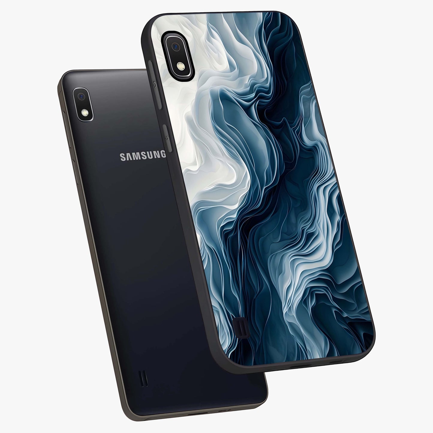 Ethereal Paper Marble Glass Case displayed in angled mockup highlighting elegant marble pattern with modern aesthetic style.