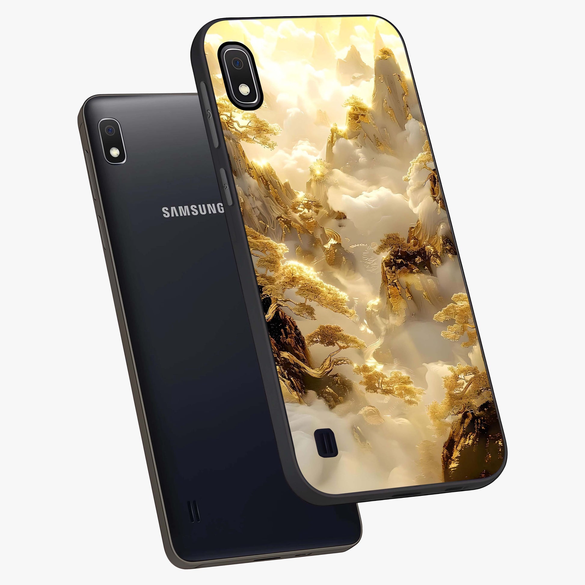 Gates Of Illumination Glass Case displayed in angled mockup highlighting radiant portal inspired design with fantasy aesthetic.