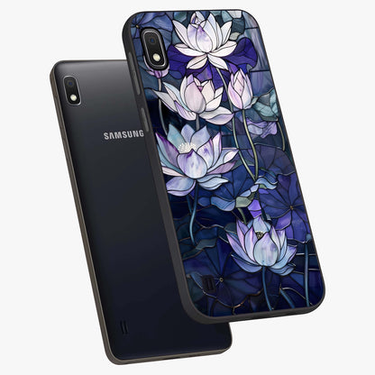 Gloss Petal Rush Glass Case displayed in angled mockup highlighting vibrant petal design with elegant floral aesthetic.