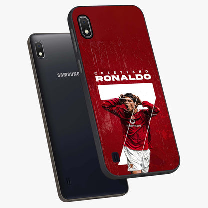 Goal Celebration Legacy Glass Case displayed in angled mockup highlighting energetic sports celebration design with bold athletic theme.