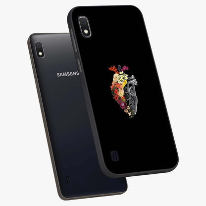 Heart With Flowers Glass Case displayed in angled mockup highlighting romantic flower design with soft aesthetic style.