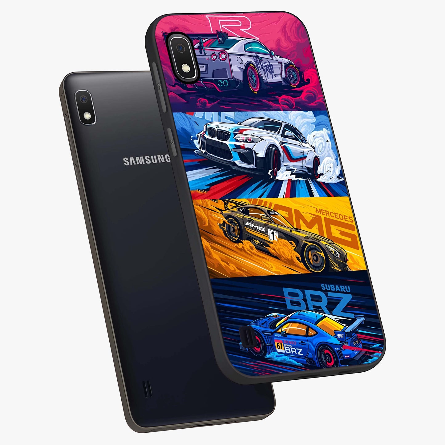 JDM Sports Car Glass Case displayed in angled mockup highlighting sleek Japanese racing car design with automotive aesthetic.
