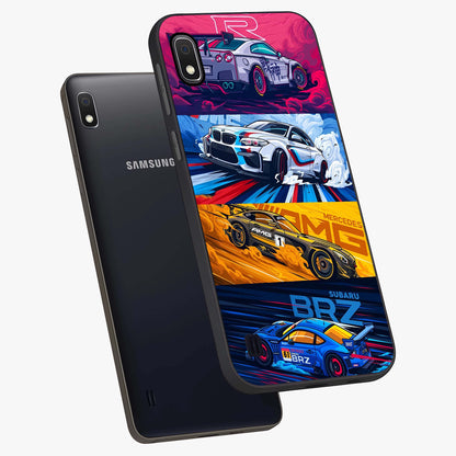 JDM Sports Car Glass Case displayed in angled mockup highlighting sleek Japanese racing car design with automotive aesthetic.