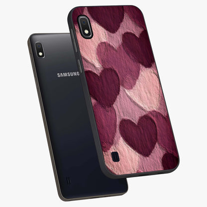 Layered Paper Hearts Glass Case displayed in angled mockup highlighting creative paper craft heart design with romantic aesthetic.