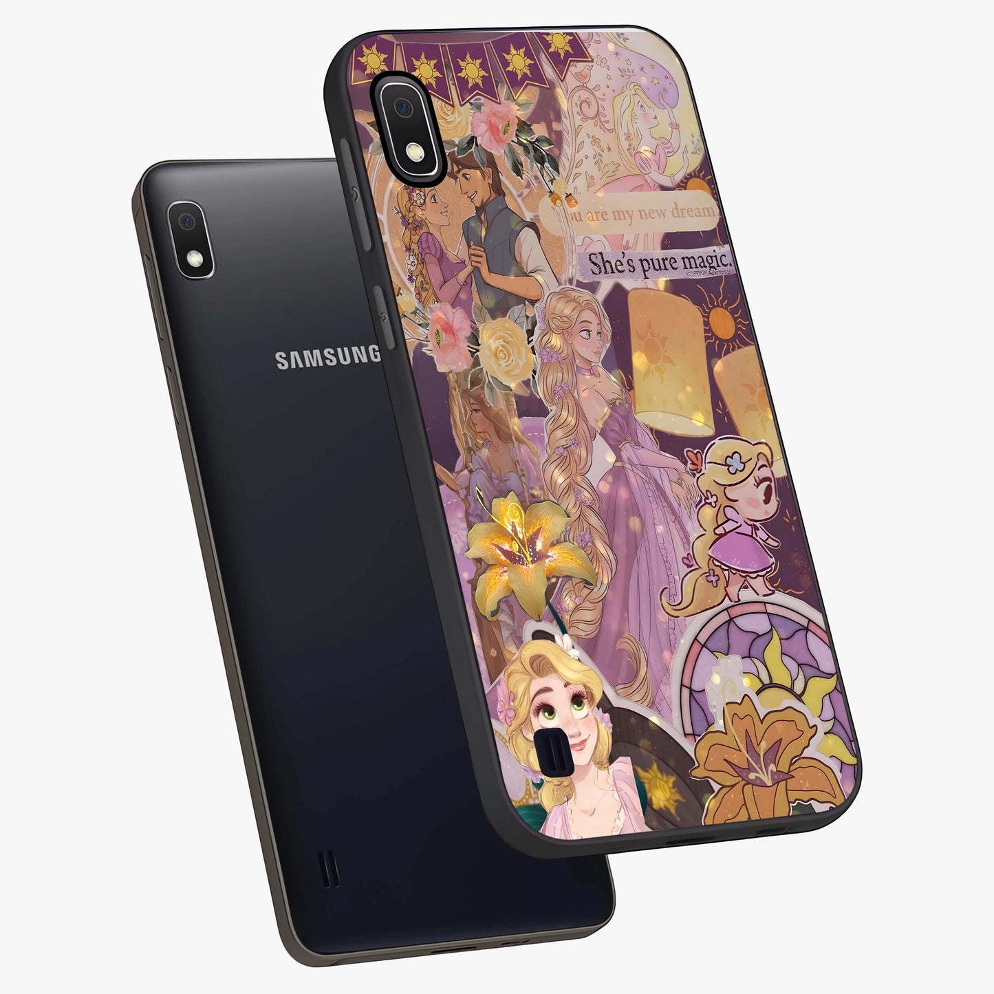 Magical Tangled Dream Glass Case displayed in angled mockup highlighting whimsical fantasy design with magical aesthetic.