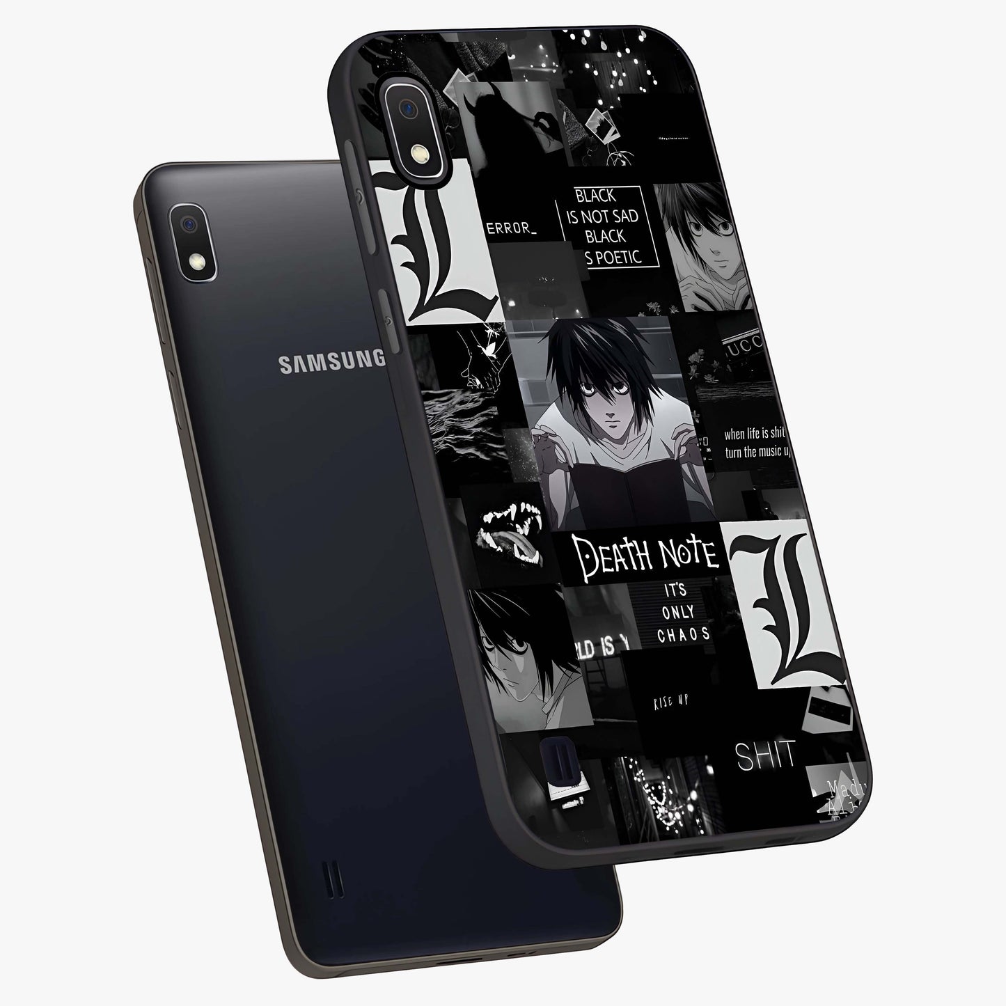 Midnight Chaos Mind Glass Case displayed in angled mockup highlighting chaotic artistic design with dramatic midnight aesthetic.