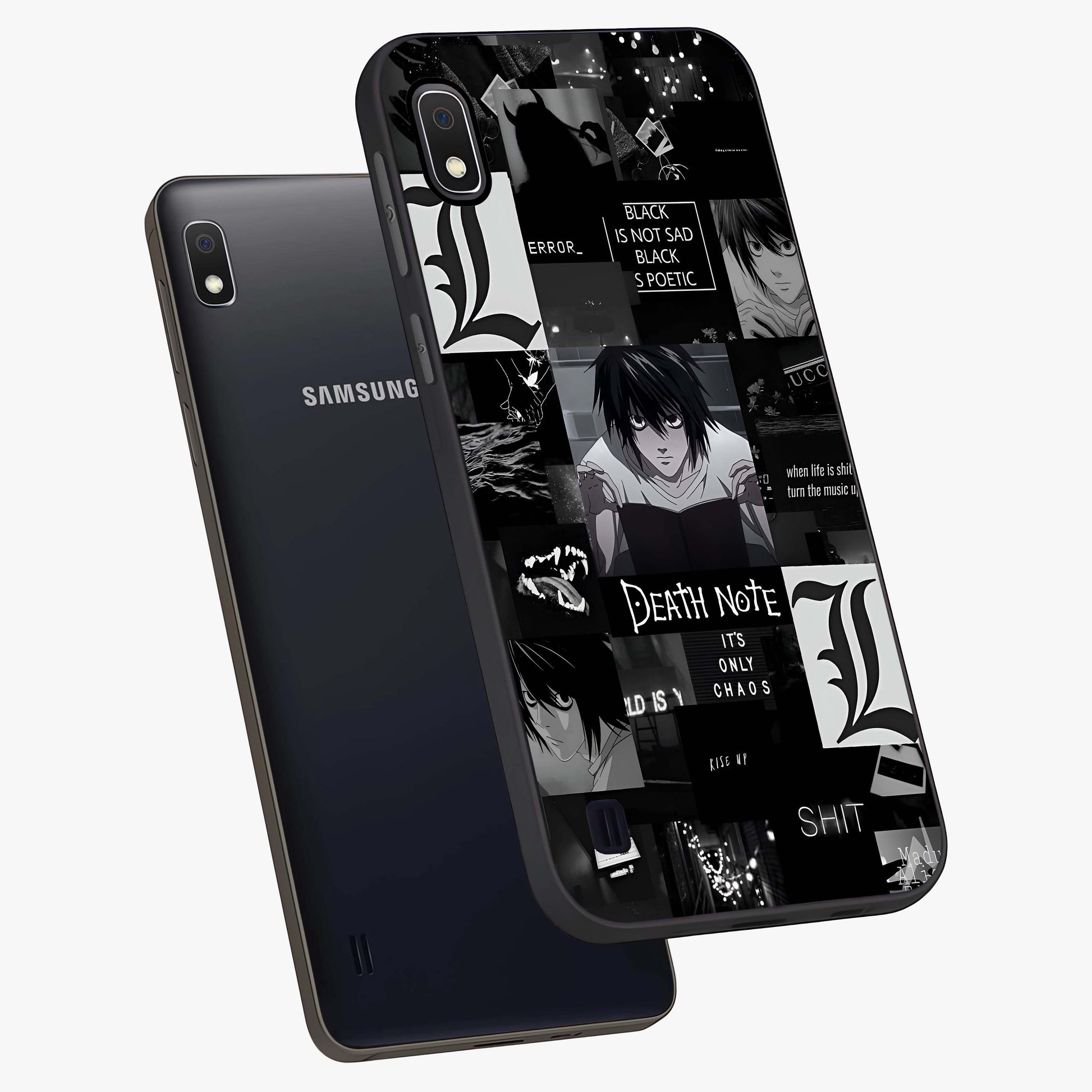 Midnight Chaos Mind Glass Case displayed in angled mockup highlighting chaotic artistic design with dramatic midnight aesthetic.
