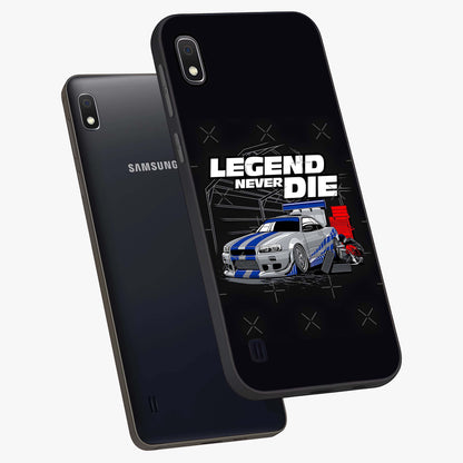 Midnight Racing Legacy Glass Case displayed in angled mockup highlighting dynamic automotive design with bold midnight aesthetic.