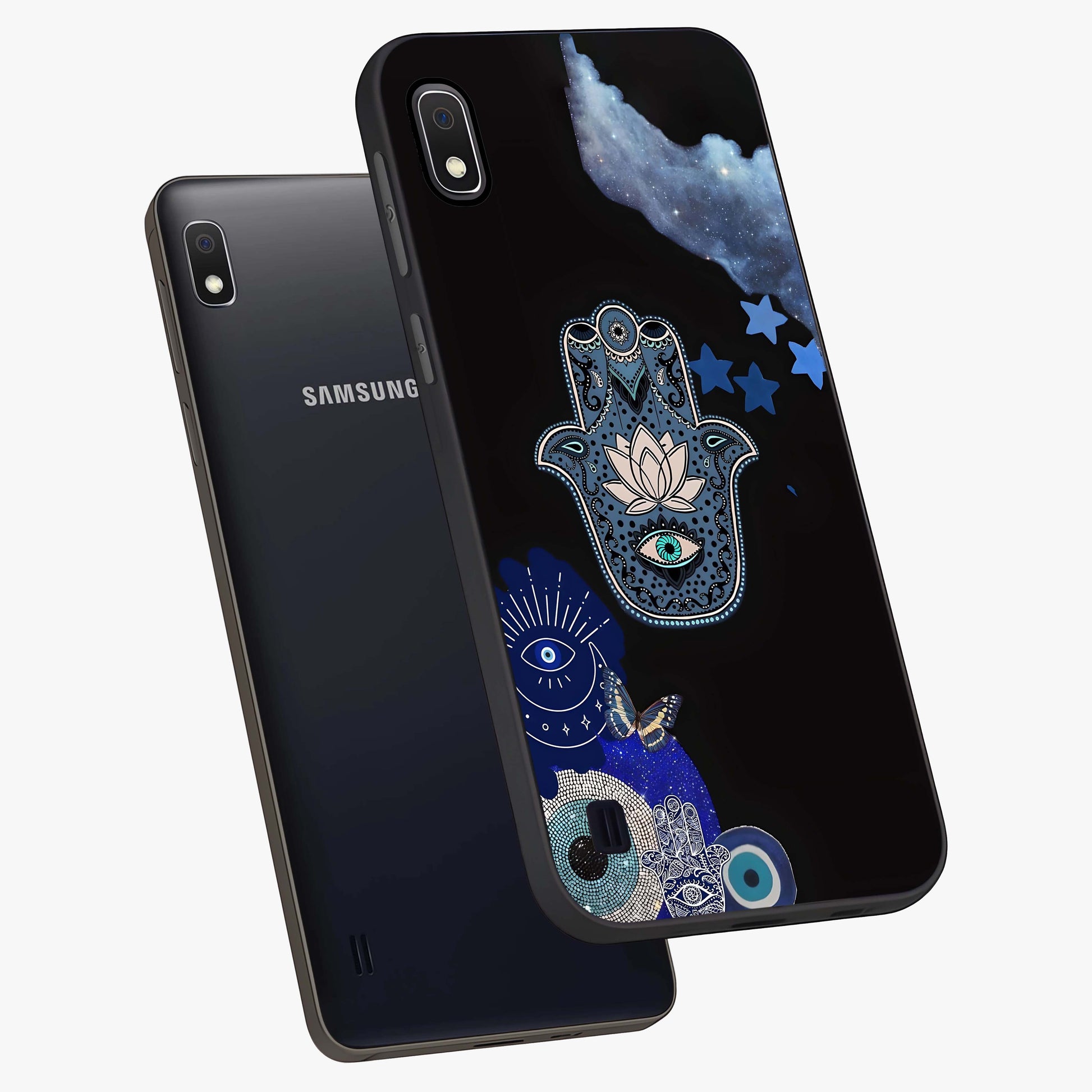 Mystic Hand Aura Glass Case displayed in angled mockup highlighting magical aura design with spiritual aesthetic style.