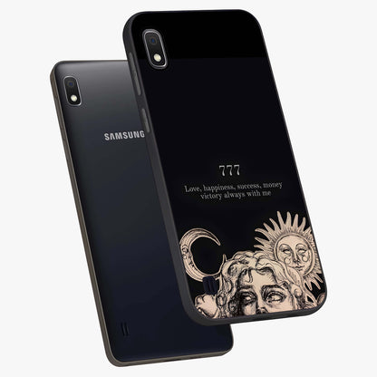 Mystic Victory Aura Glass Case displayed in angled mockup highlighting energetic aura design with bold mystical aesthetic.