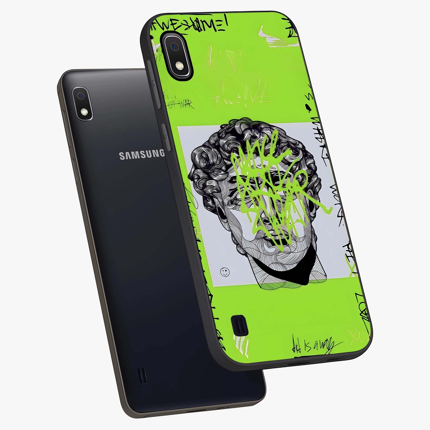 Neo Graffiti Rebellion Glass Case displayed in angled mockup highlighting urban street art design with rebellious aesthetic.