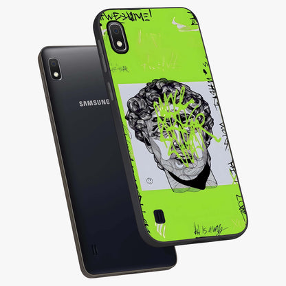 Neo Graffiti Rebellion Glass Case displayed in angled mockup highlighting urban street art design with rebellious aesthetic.