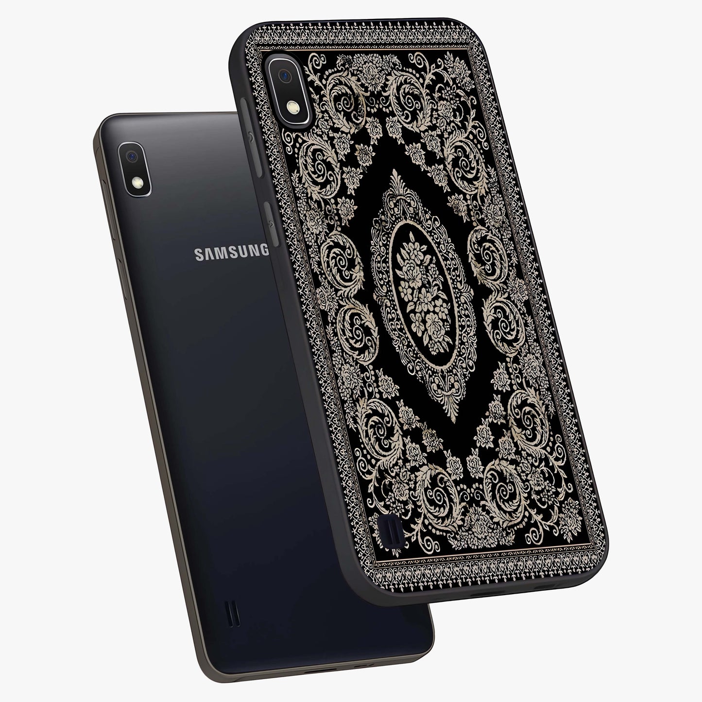 Noir Bloom Elegance Glass Case displayed in angled mockup highlighting refined flower design with stylish noir aesthetic.