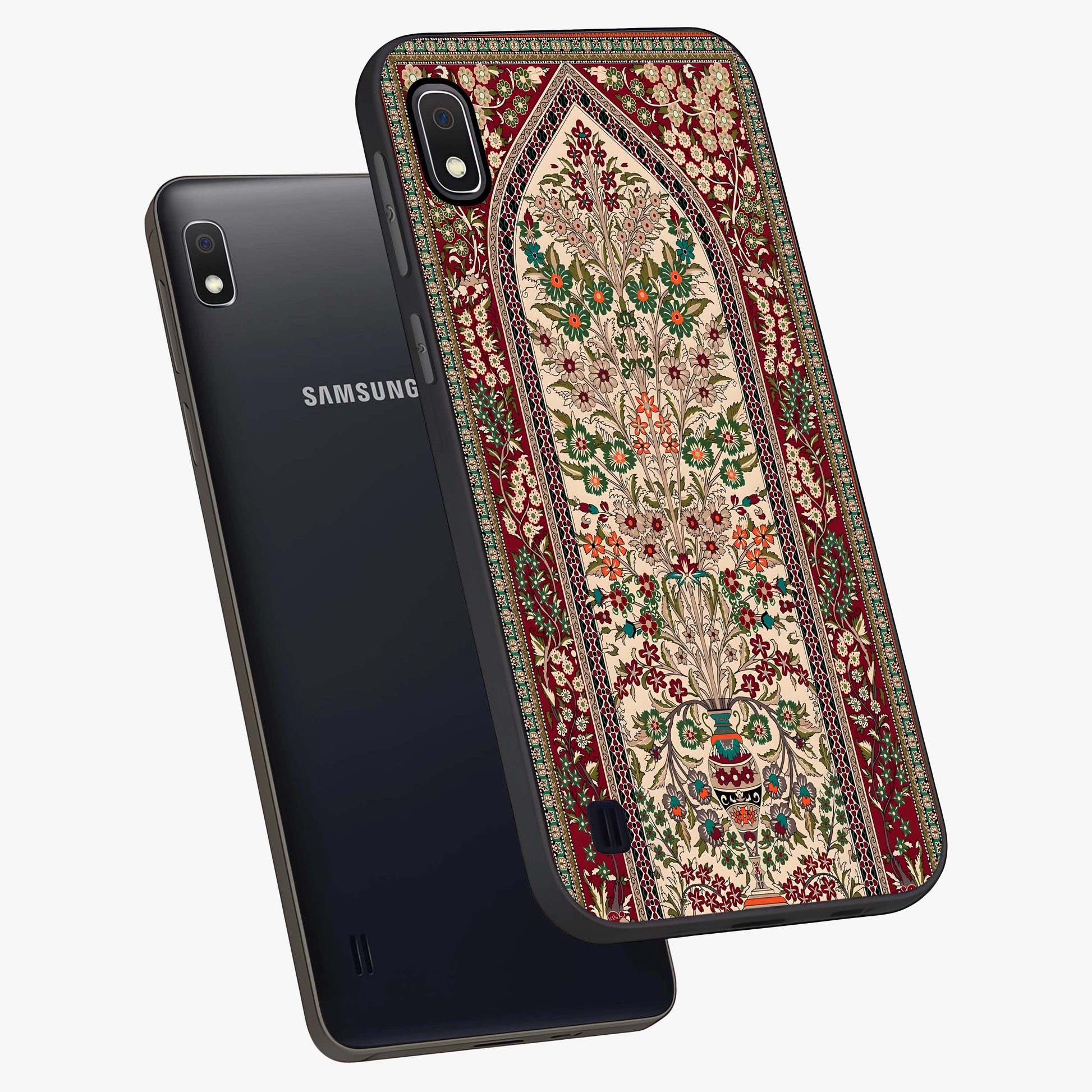 Persian Inspired Glass Case displayed in angled mockup highlighting intricate traditional design with elegant cultural aesthetic.
