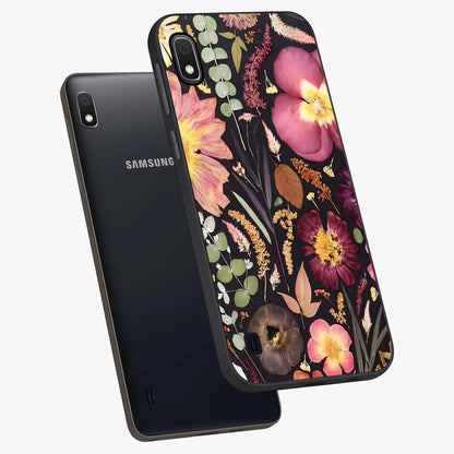 Petal Dream Tapestry Glass Case displayed in angled mockup highlighting decorative petal pattern with elegant botanical aesthetic.