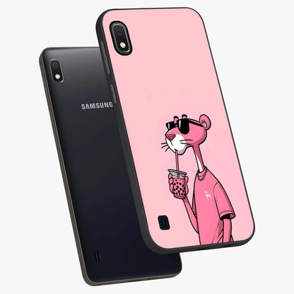 Pink Panther Glass Case displayed in angled mockup highlighting playful cartoon character design with vibrant pink aesthetic.