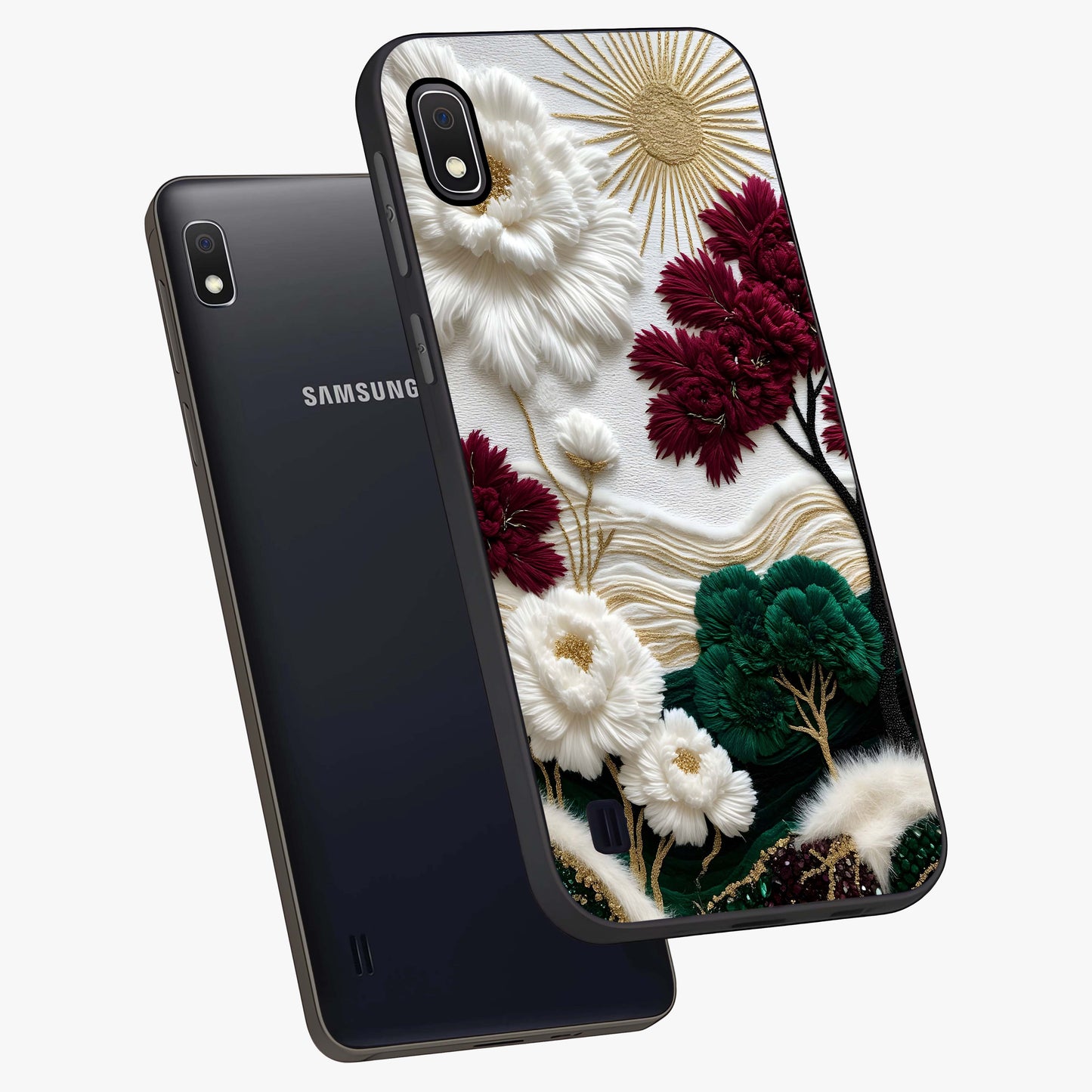 Radiant Bloom Elegance Glass Case displayed in angled mockup highlighting graceful floral design with radiant aesthetic style.