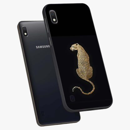 Regal Leopard Glass Case displayed in angled mockup highlighting powerful animal illustration with stylish wild aesthetic.