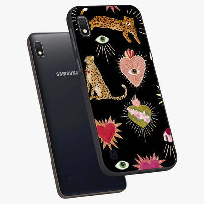 Sacred Jungle Heart Glass Case displayed in angled mockup highlighting lush tropical design with natural aesthetic style.