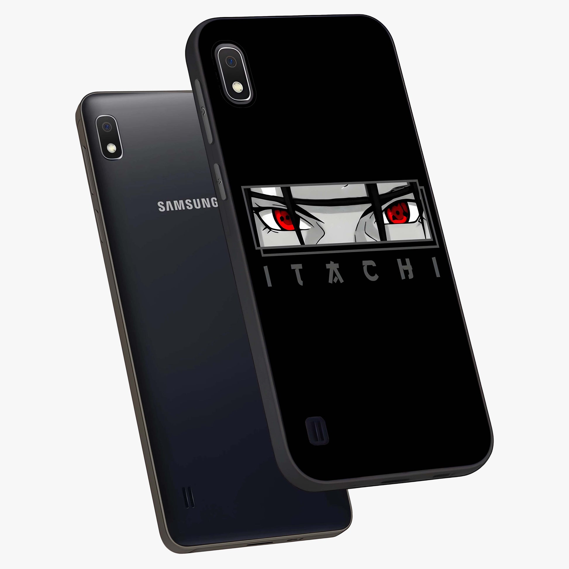 Scarlet Gaze Dominance Glass Case displayed in angled mockup highlighting intense visual design with bold scarlet aesthetic.