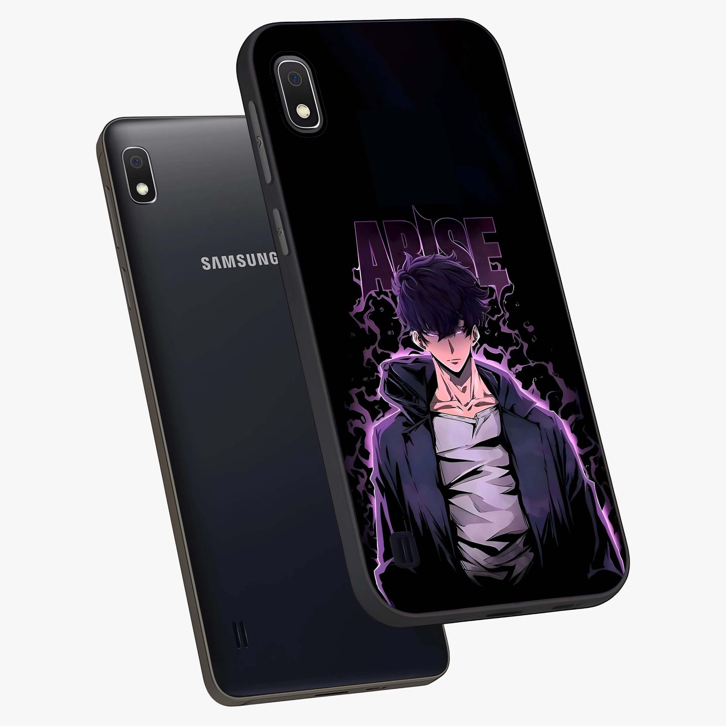 Shadow Monarch Awakening Glass Case displayed in angled mockup highlighting dramatic shadow warrior design with fantasy aesthetic.
