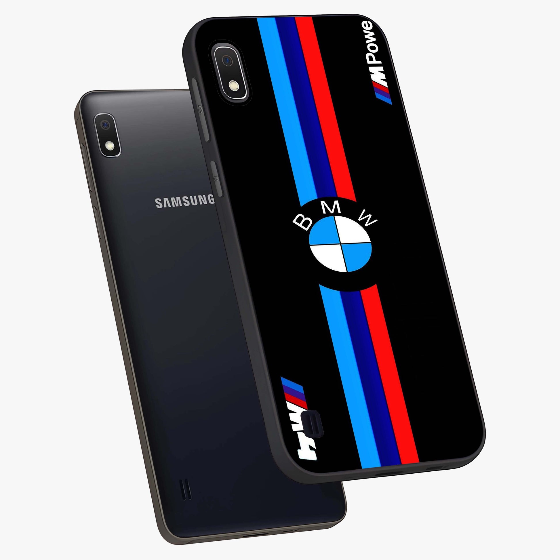 Turbo BMW Beast Glass Case displayed in angled mockup highlighting sleek racing car design with bold automotive aesthetic.