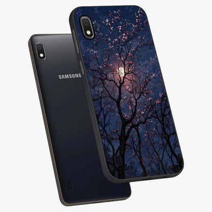 Twilight Sakura Serenade Glass Case displayed in angled mockup highlighting delicate sakura flower design with dreamy aesthetic.