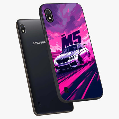 Velocity Drift Pulse Glass Case displayed in angled mockup highlighting dynamic drift design with sporty automotive aesthetic.