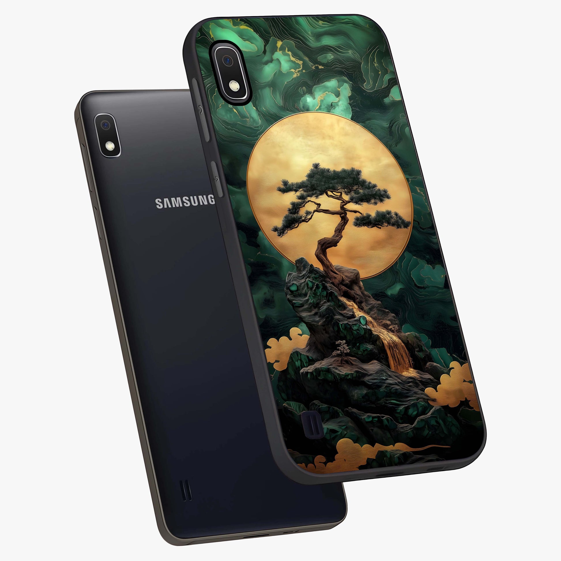 Zen Moon Rise Glass Case displayed in angled mockup highlighting peaceful lunar design with zen aesthetic style.