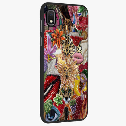 Beaded Fashion Jungle Glass Case upright view showcasing tropical jungle aesthetic with decorative bead elements.