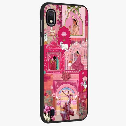 Blossoms of Rajasthan Glass Case upright view showcasing colorful floral design inspired by traditional Indian art.