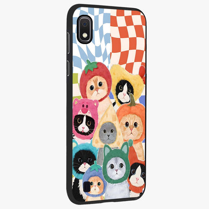 Cats in Fruits Glass Case upright view showcasing charming cat artwork with fun fruity theme.