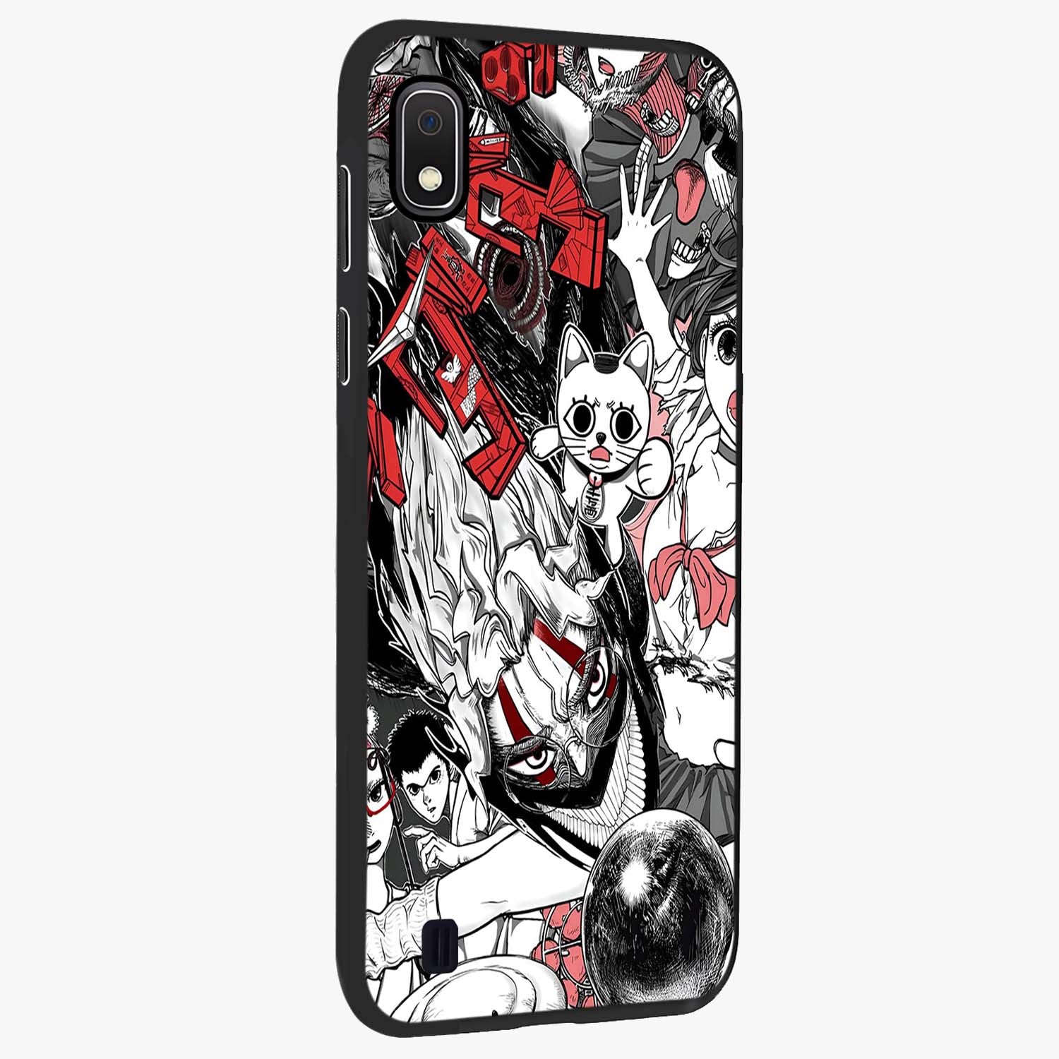 Crimson Chaos Panel Glass Case upright view showcasing intense crimson artwork with dramatic aesthetic style.