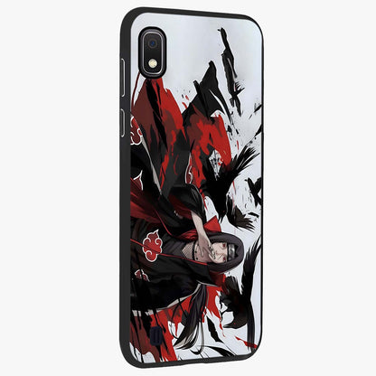 Crimson Crow Illusion Glass Case upright view showcasing striking crow illusion artwork with intense crimson theme.