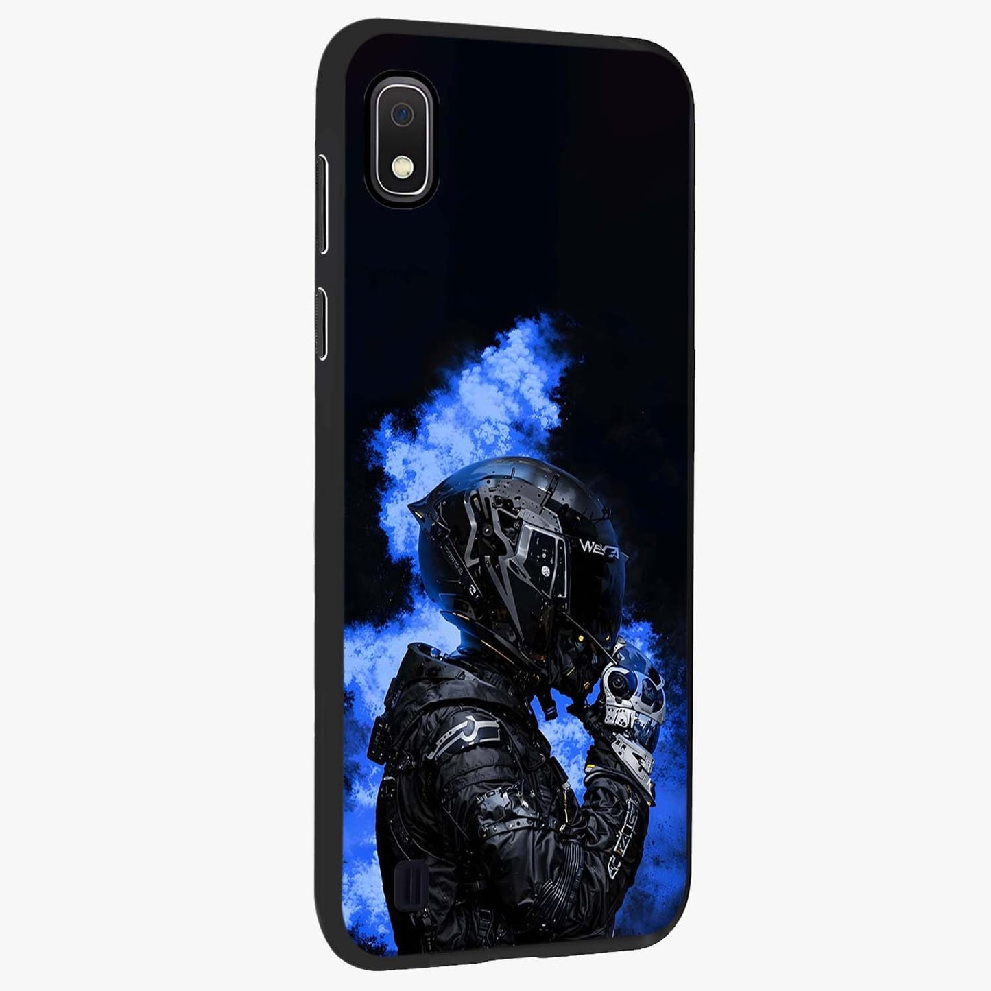 Cyber Sentinel Protocol Glass Case upright view showcasing advanced cyber sentinel artwork with futuristic tech theme.