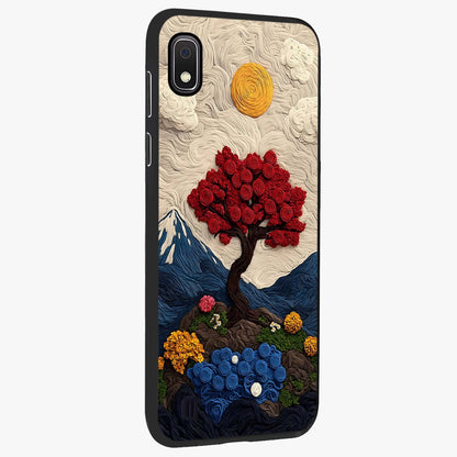 Eternal Nature Tapestry Glass Case upright view showcasing elegant nature tapestry design with decorative style.