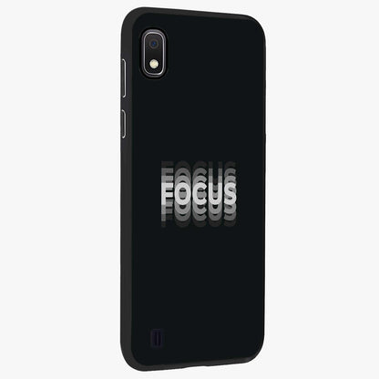 Focused Blade Discipline Glass Case upright view showcasing strong typography statement with sleek motivational theme.