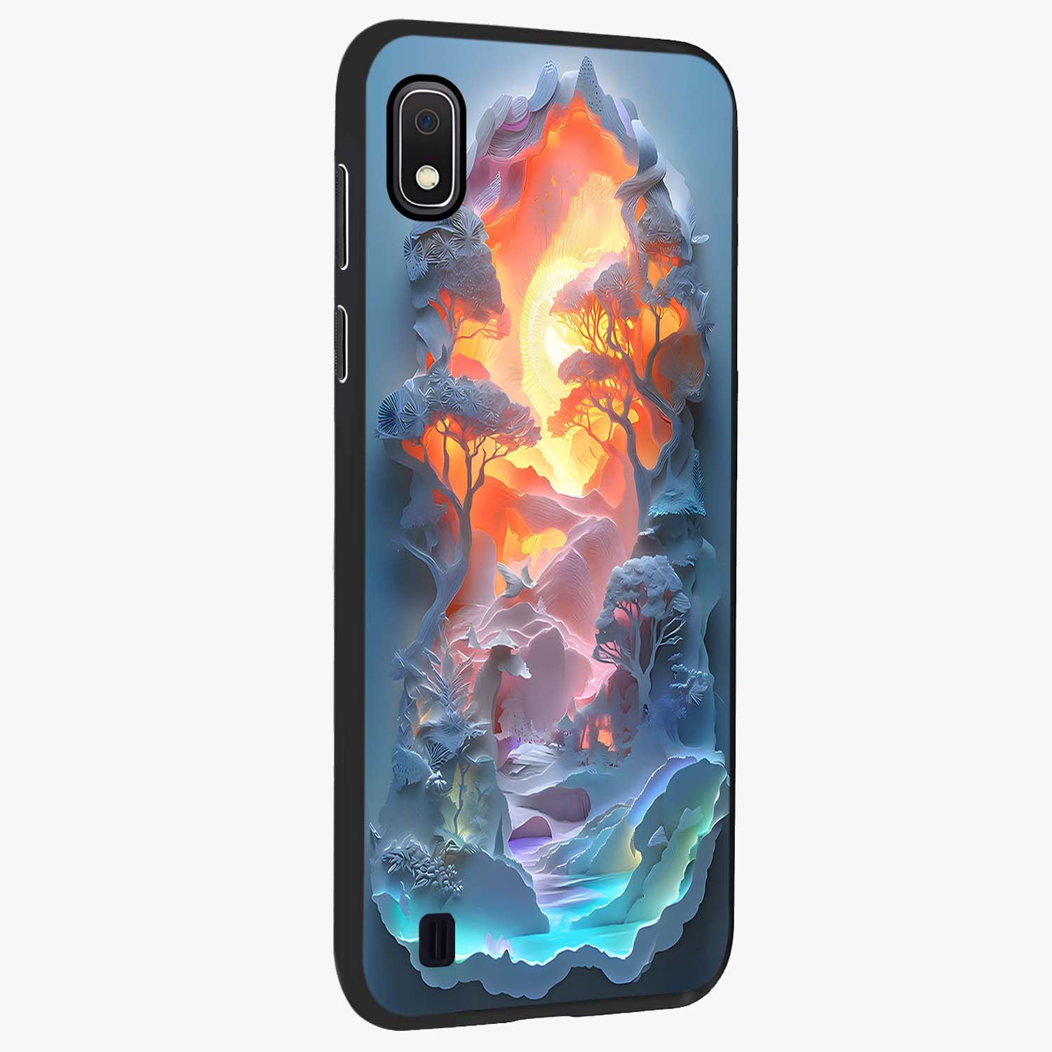 Glow Forest Portal Glass Case upright view showcasing enchanted forest portal artwork with fantasy nature theme.