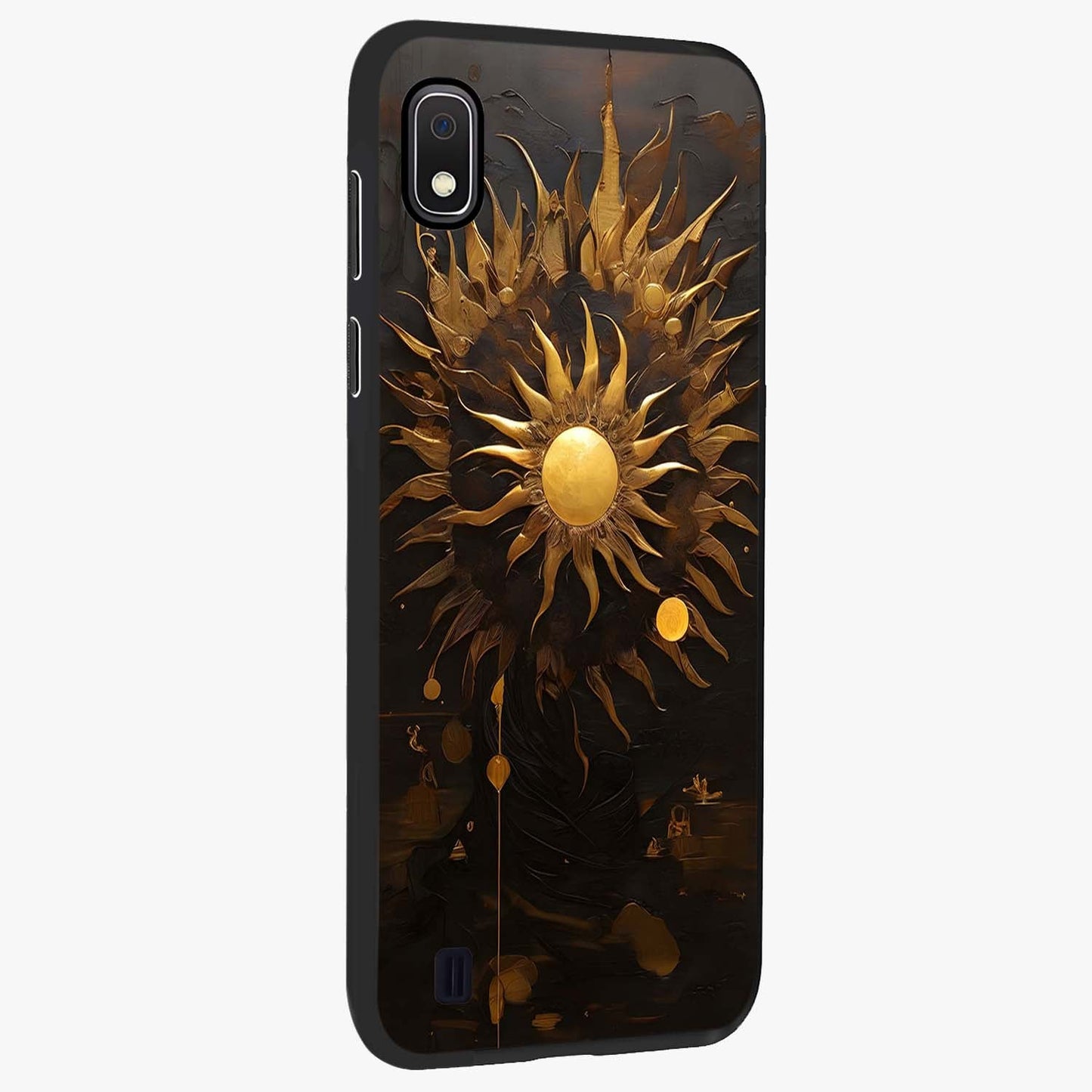 Golden Sun Majesty Glass Case upright view showcasing haunting graveyard artwork with dramatic dark theme.